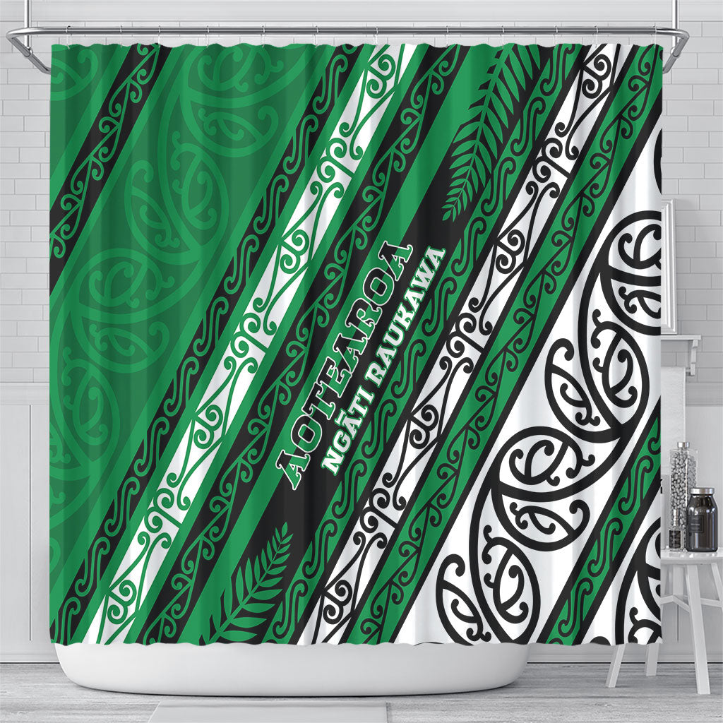 Aotearoa Ngati Raukawa Shower Curtain New Zealand Maori Tribal Fern Pattern