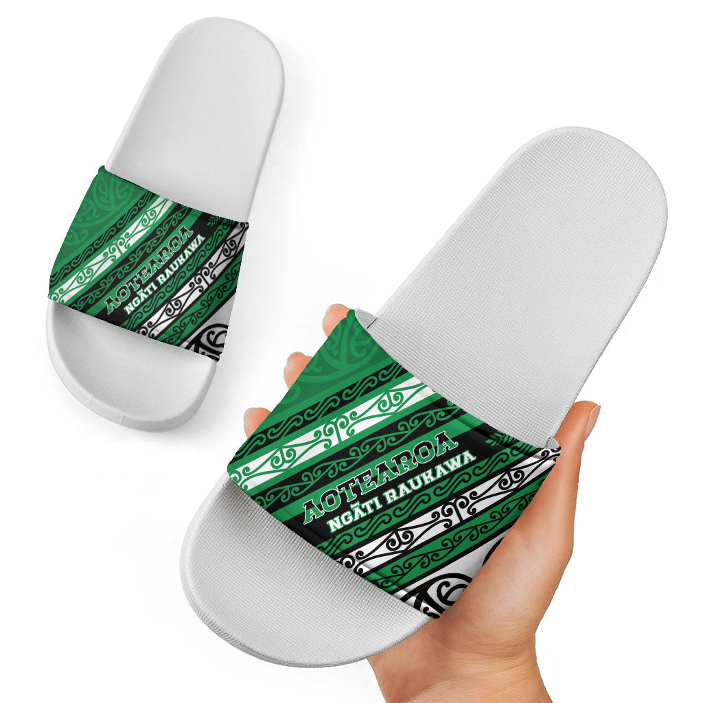 Aotearoa Ngati Raukawa Slide Sandals New Zealand Maori Tribal Fern Pattern