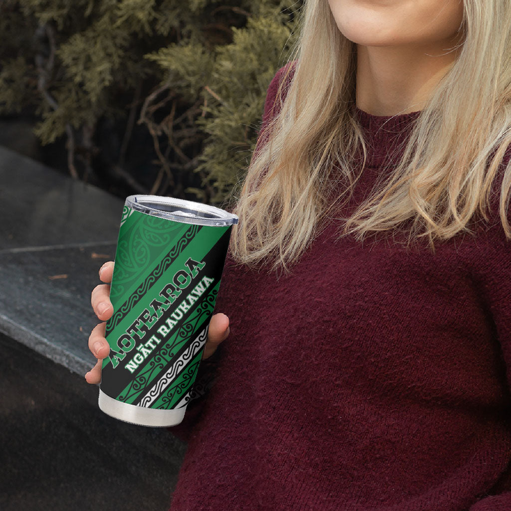 Personalised Aotearoa Ngati Raukawa Tumbler Cup New Zealand Maori Tribal Fern Pattern