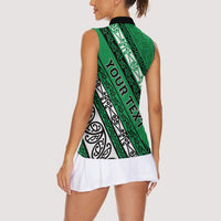 Personalised Aotearoa Ngati Raukawa Women Sleeveless Polo Shirt New Zealand Maori Tribal Fern Pattern