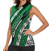 Personalised Aotearoa Ngati Raukawa Women Sleeveless Polo Shirt New Zealand Maori Tribal Fern Pattern