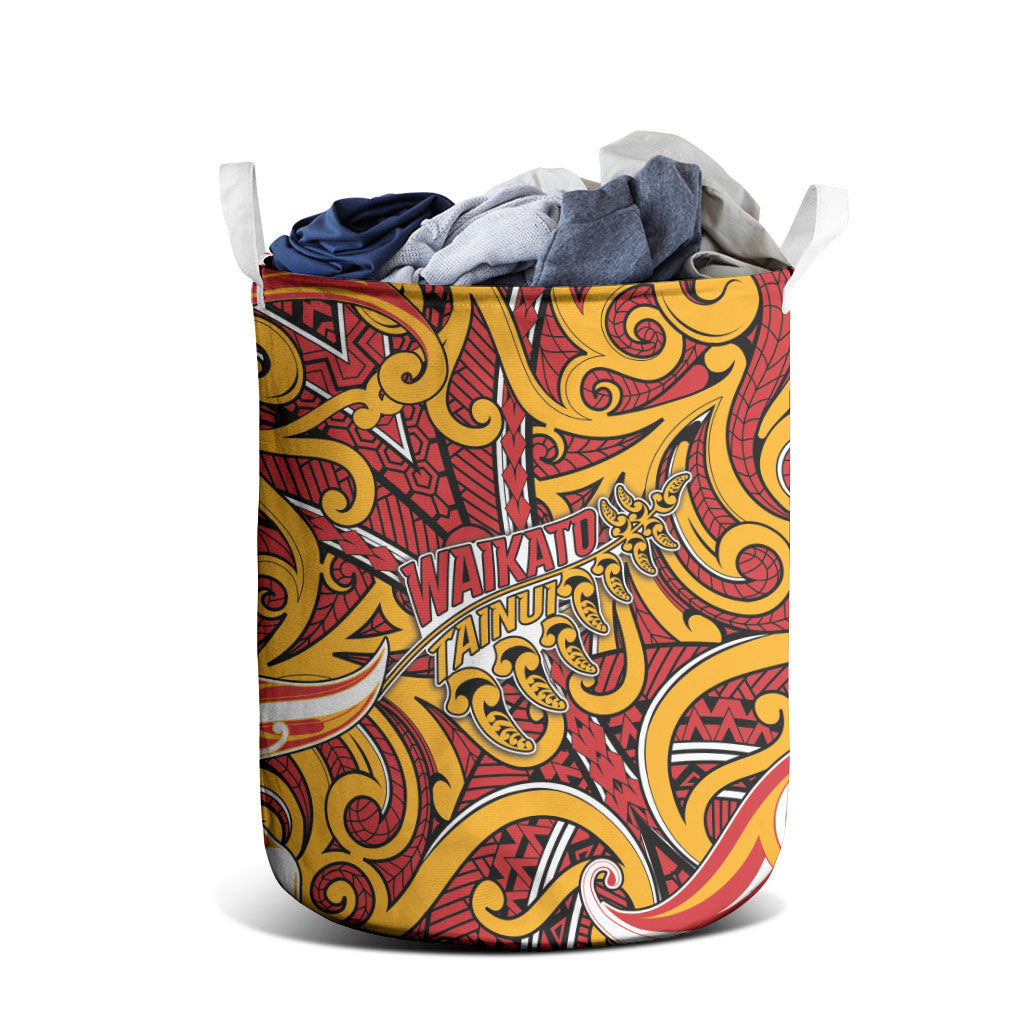Aotearoa Waikato Tainui Laundry Basket Maori Tribal Pattern Koru Motif