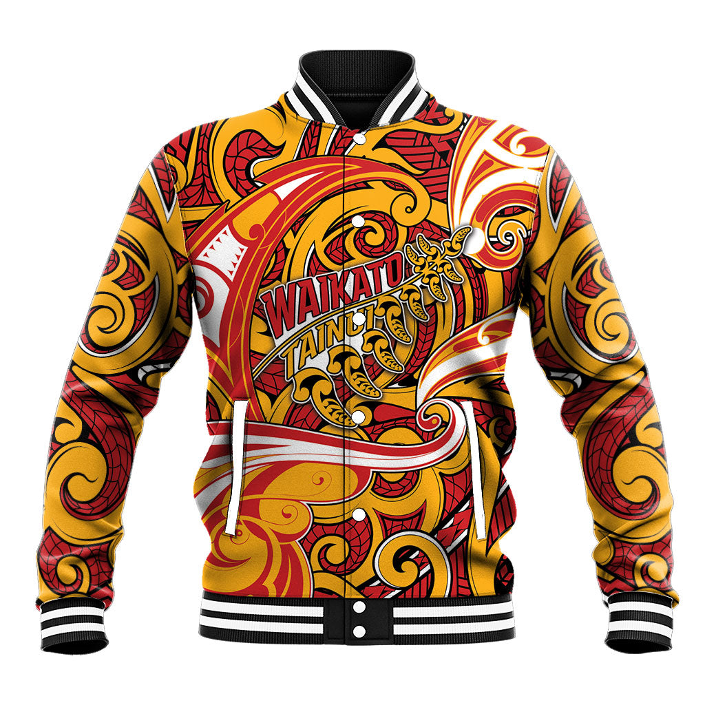 Custom Aotearoa Waikato Tainui Baseball Jacket Maori Tribal Pattern Koru Motif DT05 Unisex Yellow - Polynesian Pride