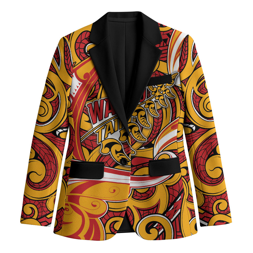 Custom Aotearoa Waikato Tainui Blazer Maori Tribal Pattern Koru Motif DT05 Unisex Yellow - Polynesian Pride