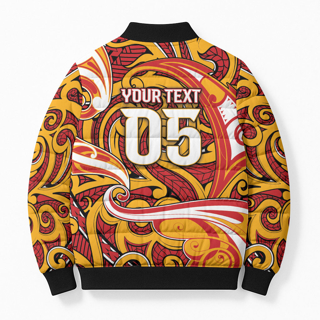 Custom Aotearoa Waikato Tainui Bomber Puffer Jacket Maori Tribal Pattern Koru Motif
