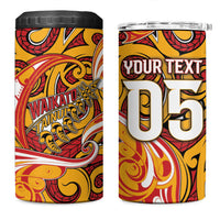 Custom Aotearoa Waikato Tainui 4 in 1 Can Cooler Tumbler Maori Tribal Pattern Koru Motif