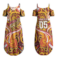 Custom Aotearoa Waikato Tainui Couples Matching Summer Maxi Dress and Long Sleeve Button Shirt Maori Tribal Pattern Koru Motif