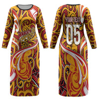 Custom Aotearoa Waikato Tainui Family Matching Long Sleeve Bodycon Dress and Hawaiian Shirt Maori Tribal Pattern Koru Motif