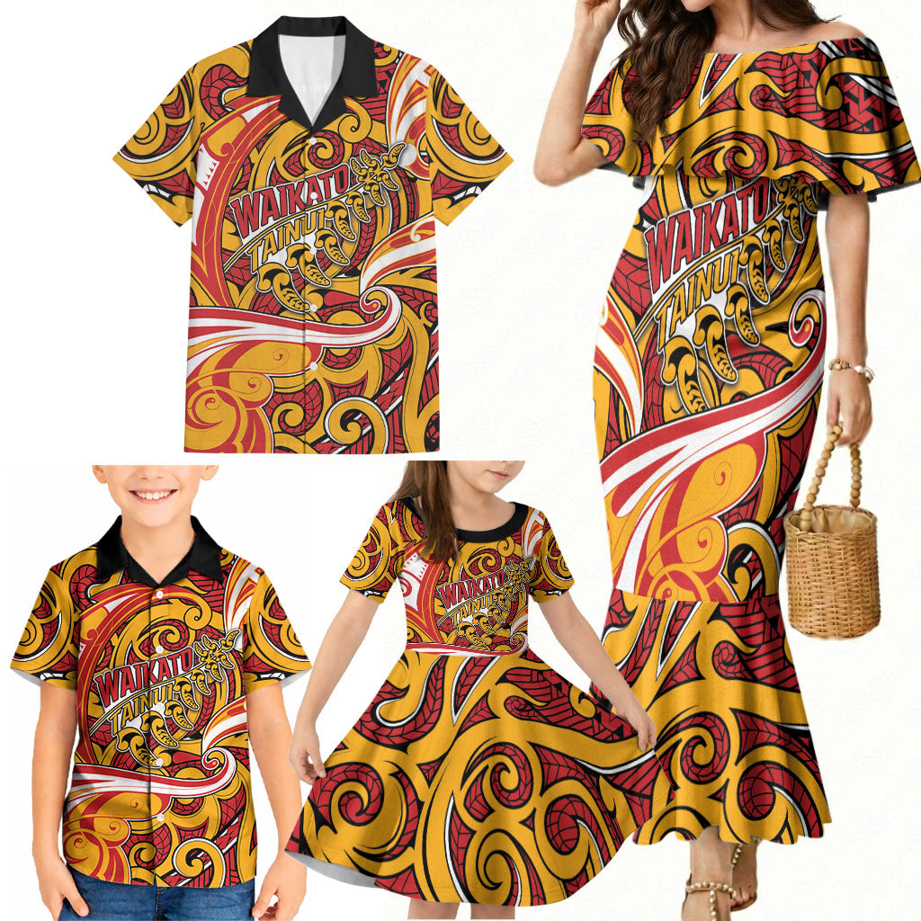 Custom Aotearoa Waikato Tainui Family Matching Mermaid Dress and Hawaiian Shirt Maori Tribal Pattern Koru Motif DT05 - Polynesian Pride