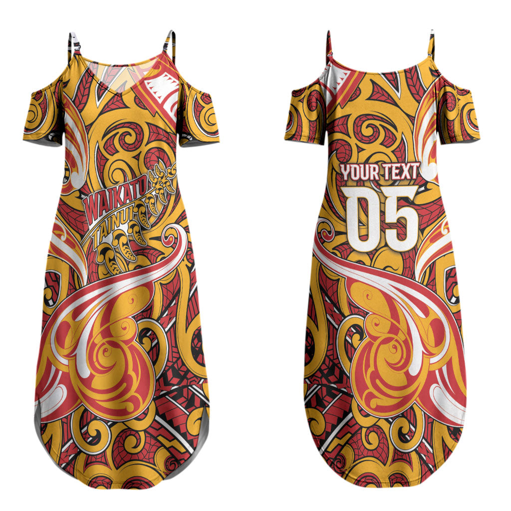 Custom Aotearoa Waikato Tainui Family Matching Summer Maxi Dress and Hawaiian Shirt Maori Tribal Pattern Koru Motif