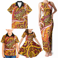 Custom Aotearoa Waikato Tainui Family Matching Tank Maxi Dress and Hawaiian Shirt Maori Tribal Pattern Koru Motif