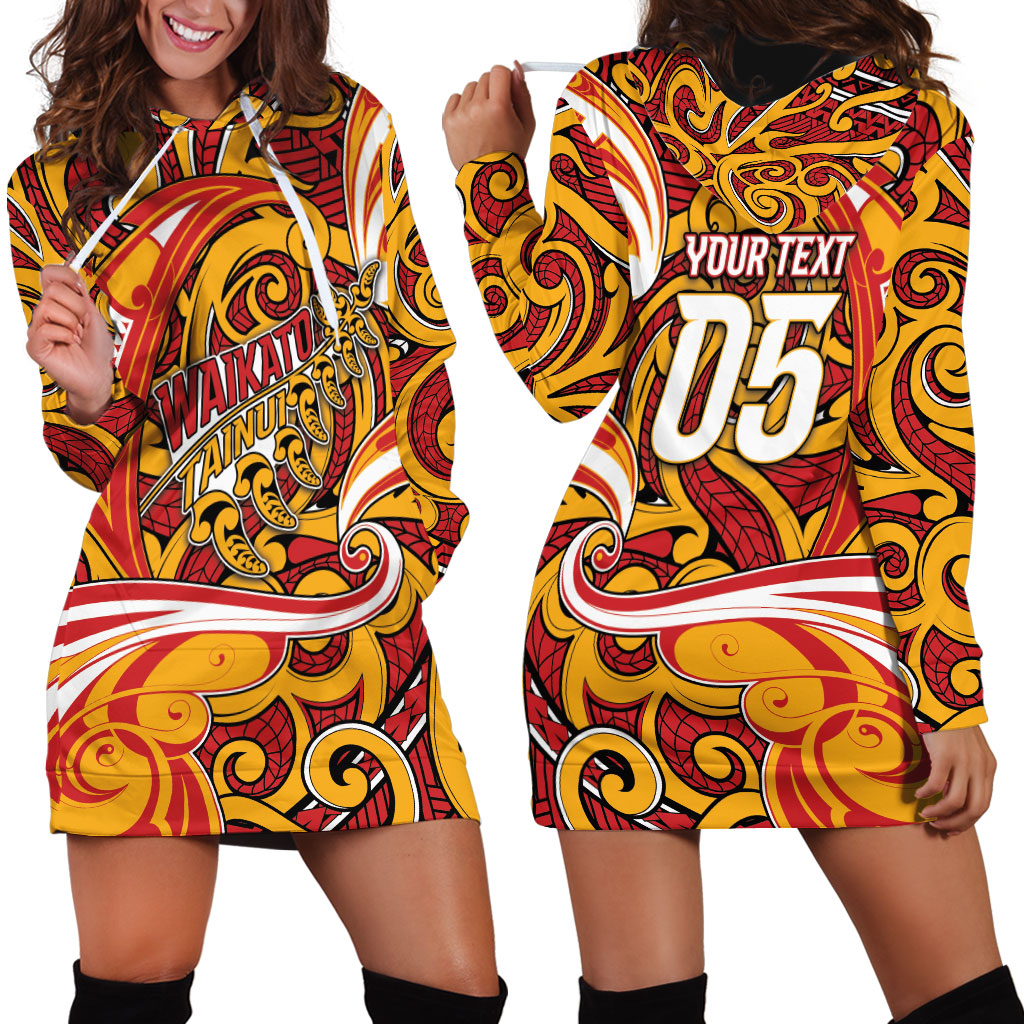Custom Aotearoa Waikato Tainui Hoodie Dress Maori Tribal Pattern Koru Motif