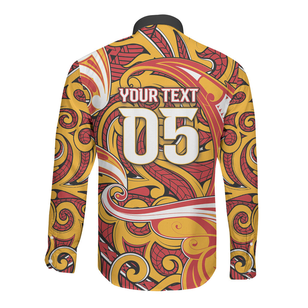 Custom Aotearoa Waikato Tainui Long Sleeve Button Shirt Maori Tribal Pattern Koru Motif