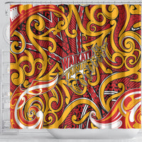 Aotearoa Waikato Tainui Shower Curtain Maori Tribal Pattern Koru Motif