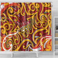 Aotearoa Waikato Tainui Shower Curtain Maori Tribal Pattern Koru Motif