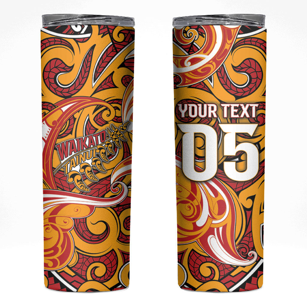 Custom Aotearoa Waikato Tainui Skinny Tumbler Maori Tribal Pattern Koru Motif