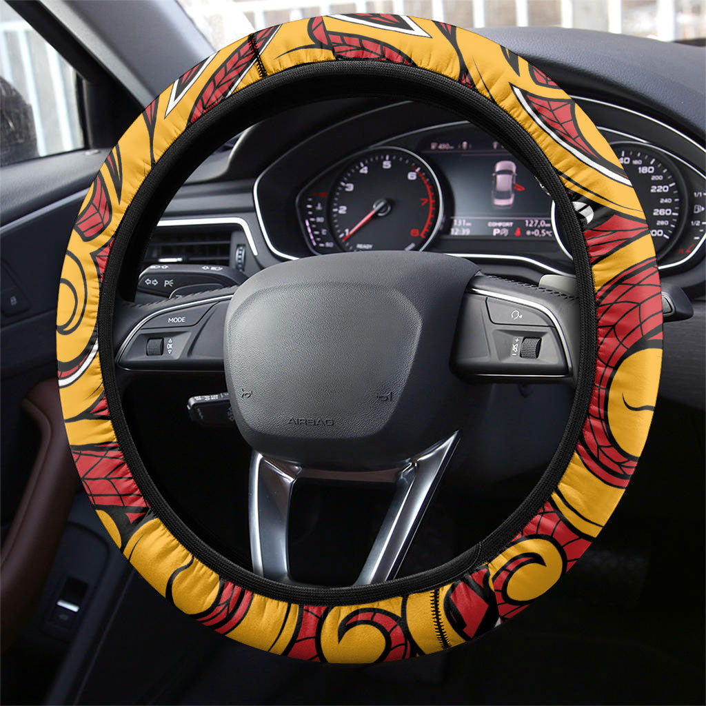 Aotearoa Waikato Tainui Steering Wheel Cover Maori Tribal Pattern Koru Motif