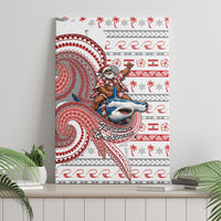 French Polynesian Christmas Canvas Wall Art Santa Riding Hammerhead Shark Tahitian DT05 - Polynesian Pride