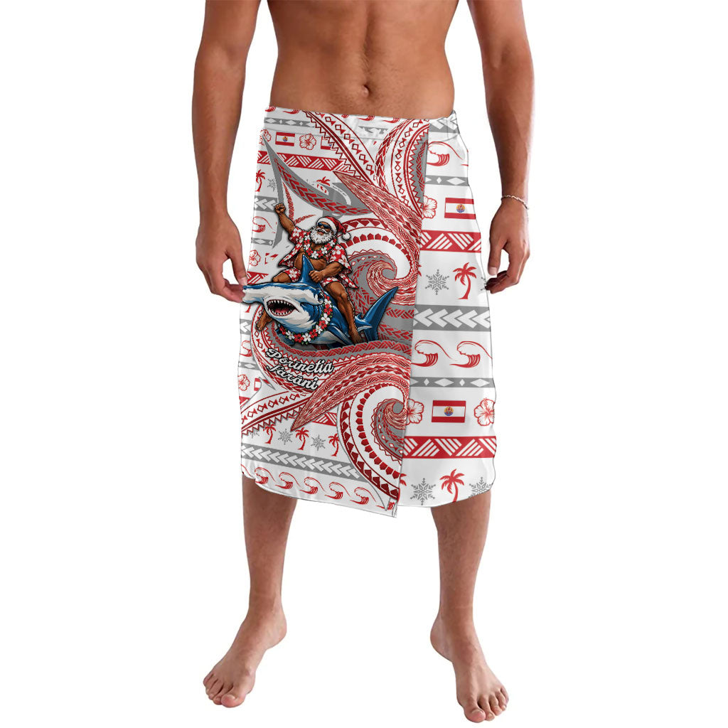 French Polynesian Christmas Lavalava Santa Riding Hammerhead Shark Tahitian