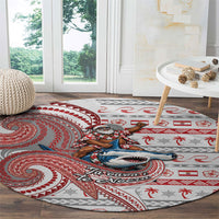 French Polynesian Christmas Round Carpet Santa Riding Hammerhead Shark Tahitian DT05 - Polynesian Pride