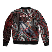Aotearoa Christmas Bomber Jacket Santa Riding Humpback Whale Maori Koru DT05 - Polynesian Pride