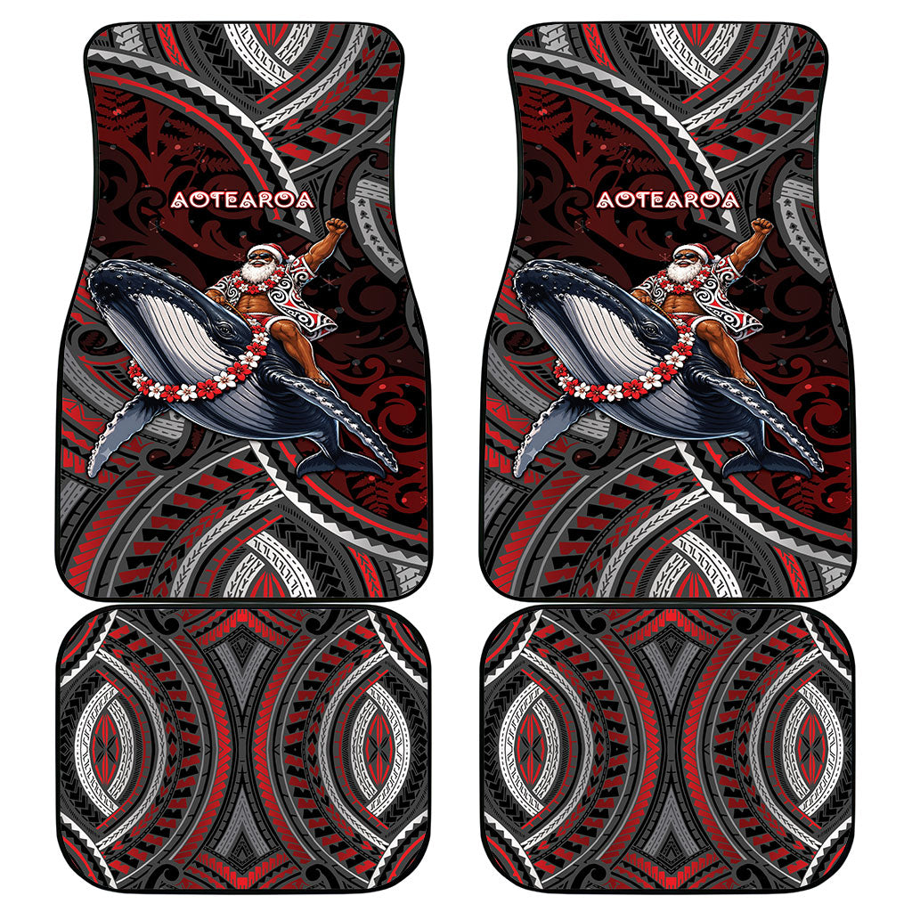 Aotearoa Christmas Car Mats Santa Riding Humpback Whale Maori Koru DT05 - Polynesian Pride