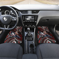 Aotearoa Christmas Car Mats Santa Riding Humpback Whale Maori Koru DT05 Set 2pcs - Front Red - Polynesian Pride