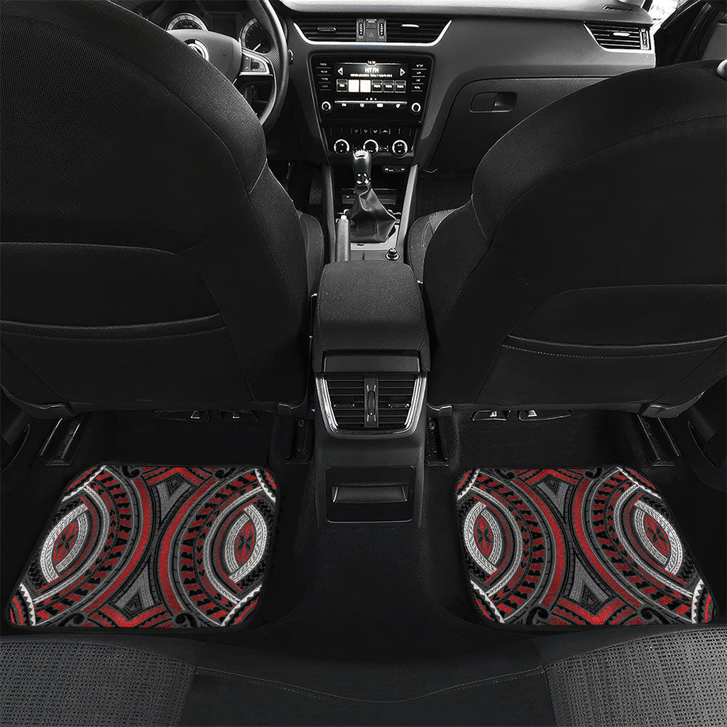 Aotearoa Christmas Car Mats Santa Riding Humpback Whale Maori Koru DT05 Set 2pcs - Back Red - Polynesian Pride