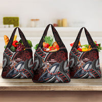 Aotearoa Christmas Grocery Bag Santa Riding Humpback Whale Maori Koru DT05 3-pack One Size Red - Polynesian Pride