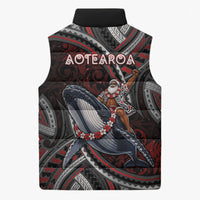 Aotearoa Christmas Sleeveless Puffer Jacket Santa Riding Humpback Whale Maori Koru DT05 - Polynesian Pride