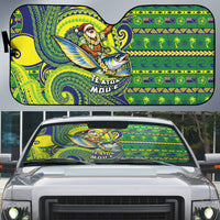Cook Islands Christmas Auto Sun Shade Santa Riding Flying Fish DT05 Green - Polynesian Pride
