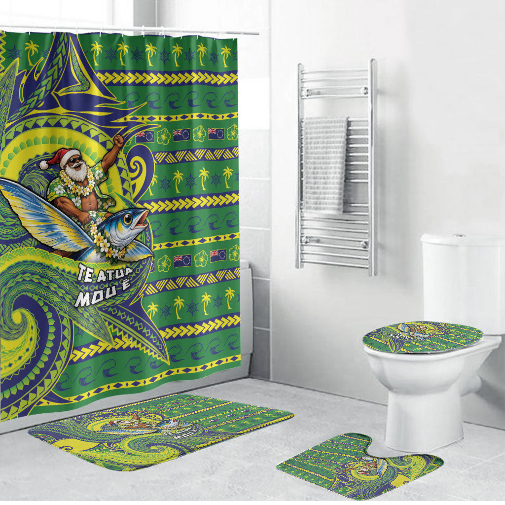 Cook Islands Christmas Bathroom Set Santa Riding Flying Fish