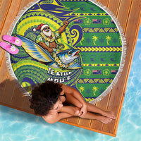 Cook Islands Christmas Beach Blanket Santa Riding Flying Fish DT05 - Polynesian Pride