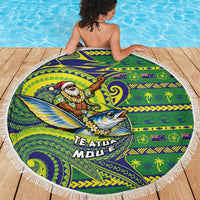 Cook Islands Christmas Beach Blanket Santa Riding Flying Fish DT05 - Polynesian Pride
