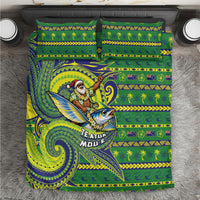 Cook Islands Christmas Bedding Set Santa Riding Flying Fish