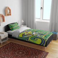 Cook Islands Christmas Bedding Set Santa Riding Flying Fish