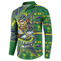 Cook Islands Christmas Button Sweatshirt Santa Riding Flying Fish DT05 - Polynesian Pride