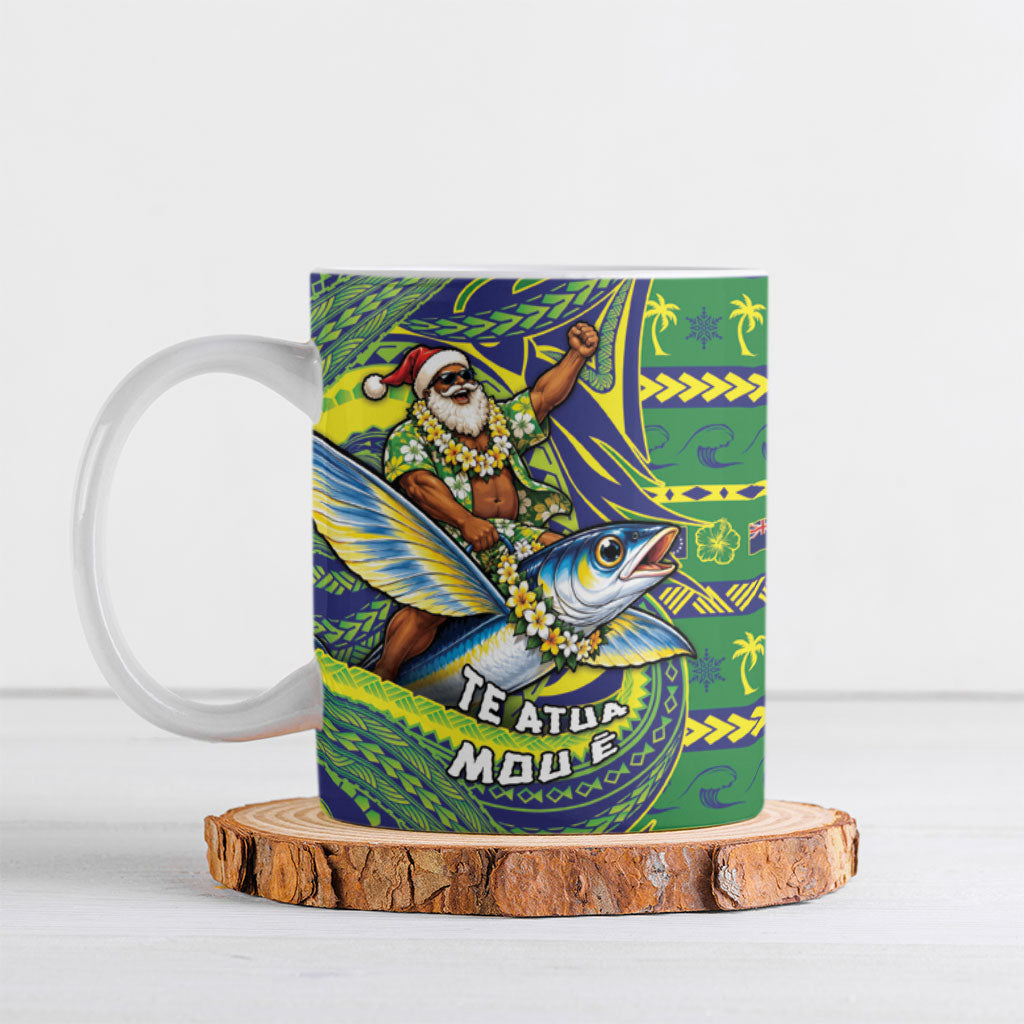 Cook Islands Christmas Ceramic Mug Santa Riding Flying Fish