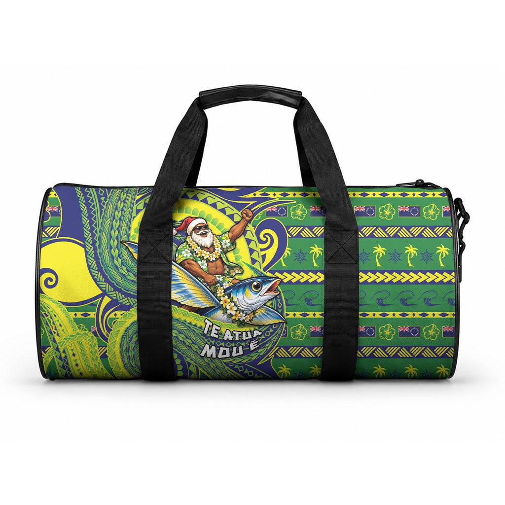 Cook Islands Christmas Duffle Bag Santa Riding Flying Fish DT05 One size Green - Polynesian Pride