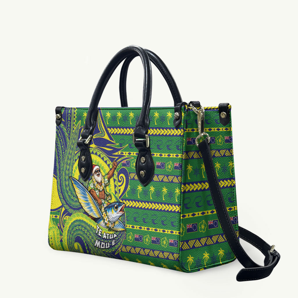 Cook Islands Christmas Leather Bag Santa Riding Flying Fish
