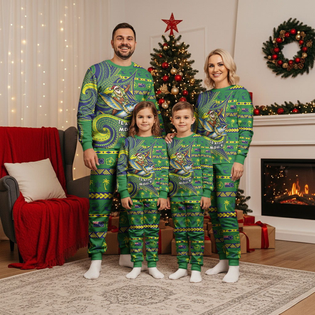Cook Islands Christmas Pajama Set Santa Riding Flying Fish DT05 - Polynesian Pride