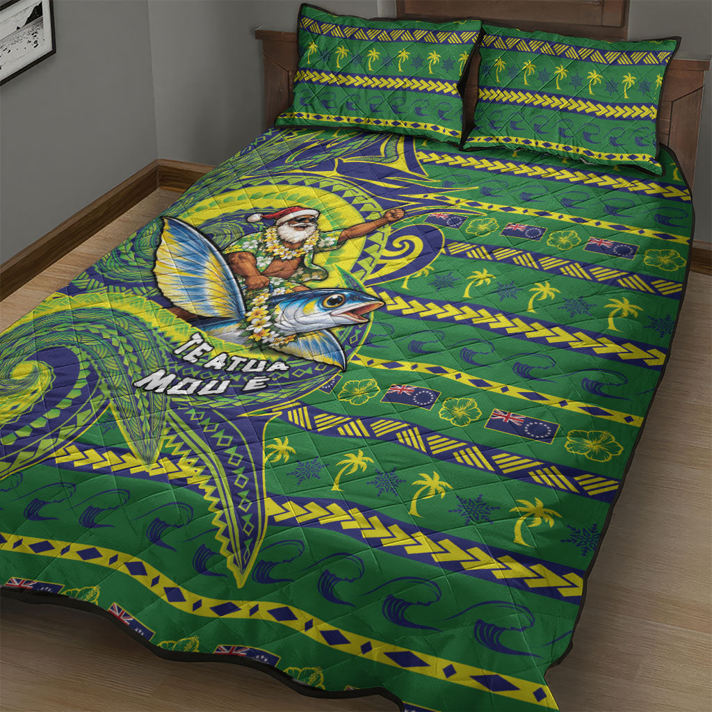 Cook Islands Christmas Quilt Bed Set Santa Riding Flying Fish DT05 - Polynesian Pride