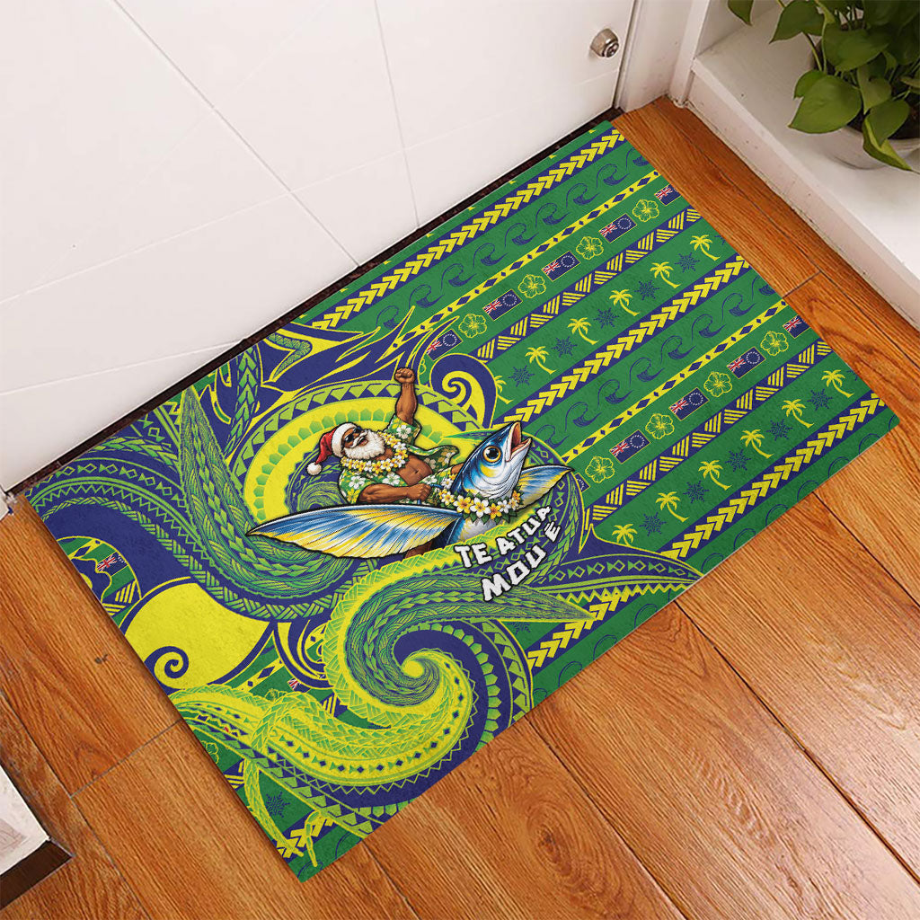 Cook Islands Christmas Rubber Doormat Santa Riding Flying Fish DT05 - Polynesian Pride