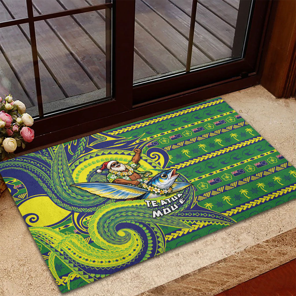Cook Islands Christmas Rubber Doormat Santa Riding Flying Fish DT05 - Polynesian Pride