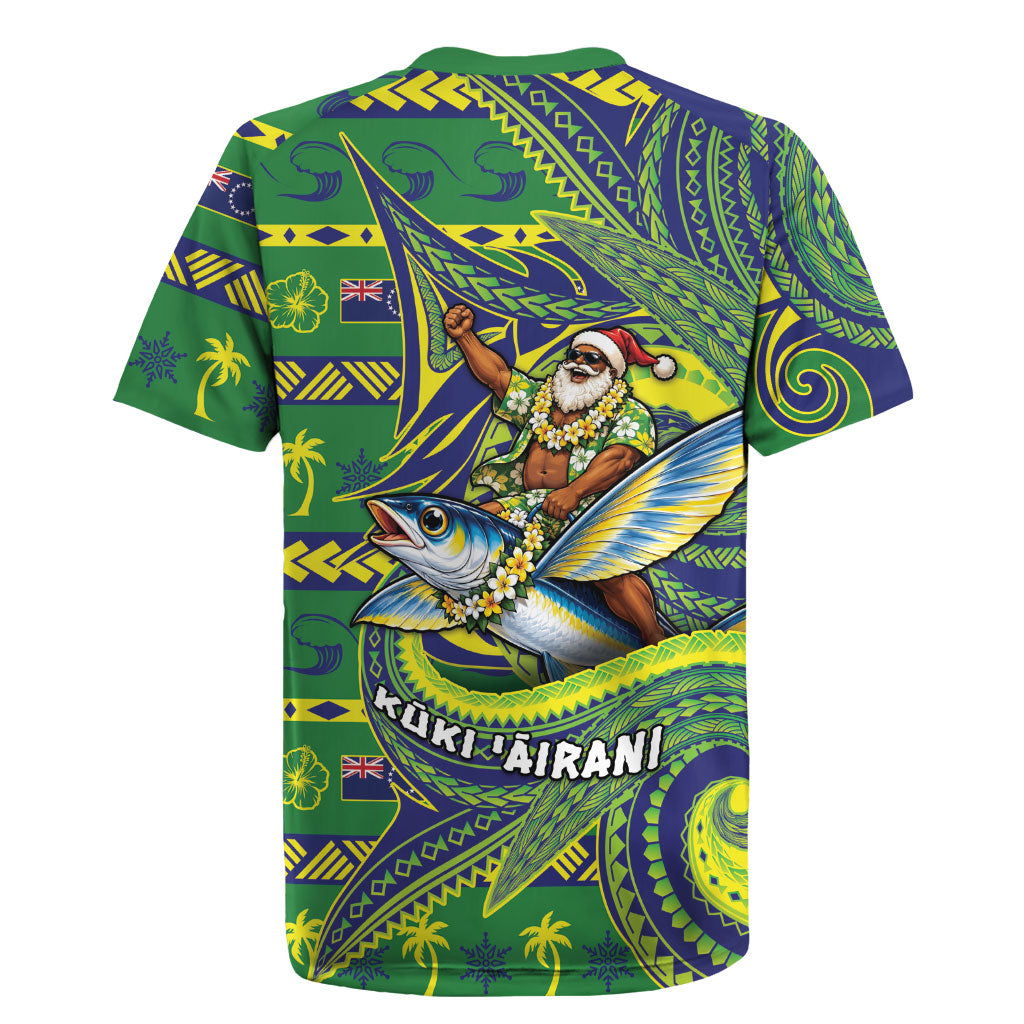 Cook Islands Christmas Rugby Jersey Santa Riding Flying Fish DT05 - Polynesian Pride