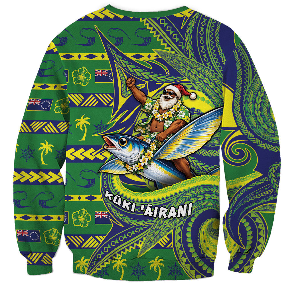 Cook Islands Christmas Sweatshirt Santa Riding Flying Fish DT05 - Polynesian Pride
