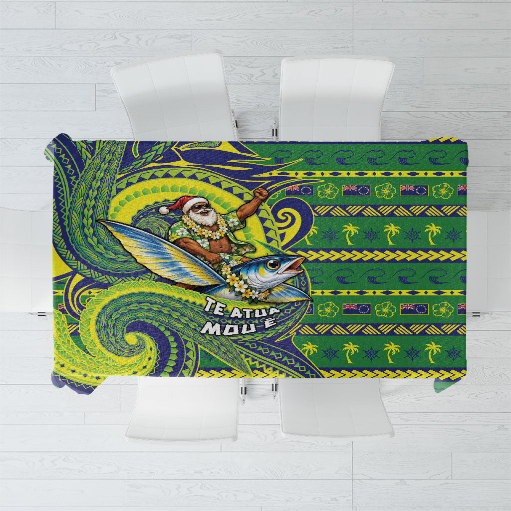 Cook Islands Christmas Tablecloth Santa Riding Flying Fish