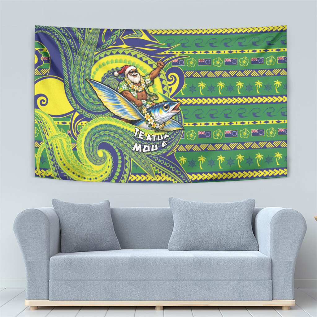 Cook Islands Christmas Tapestry Santa Riding Flying Fish DT05 - Polynesian Pride