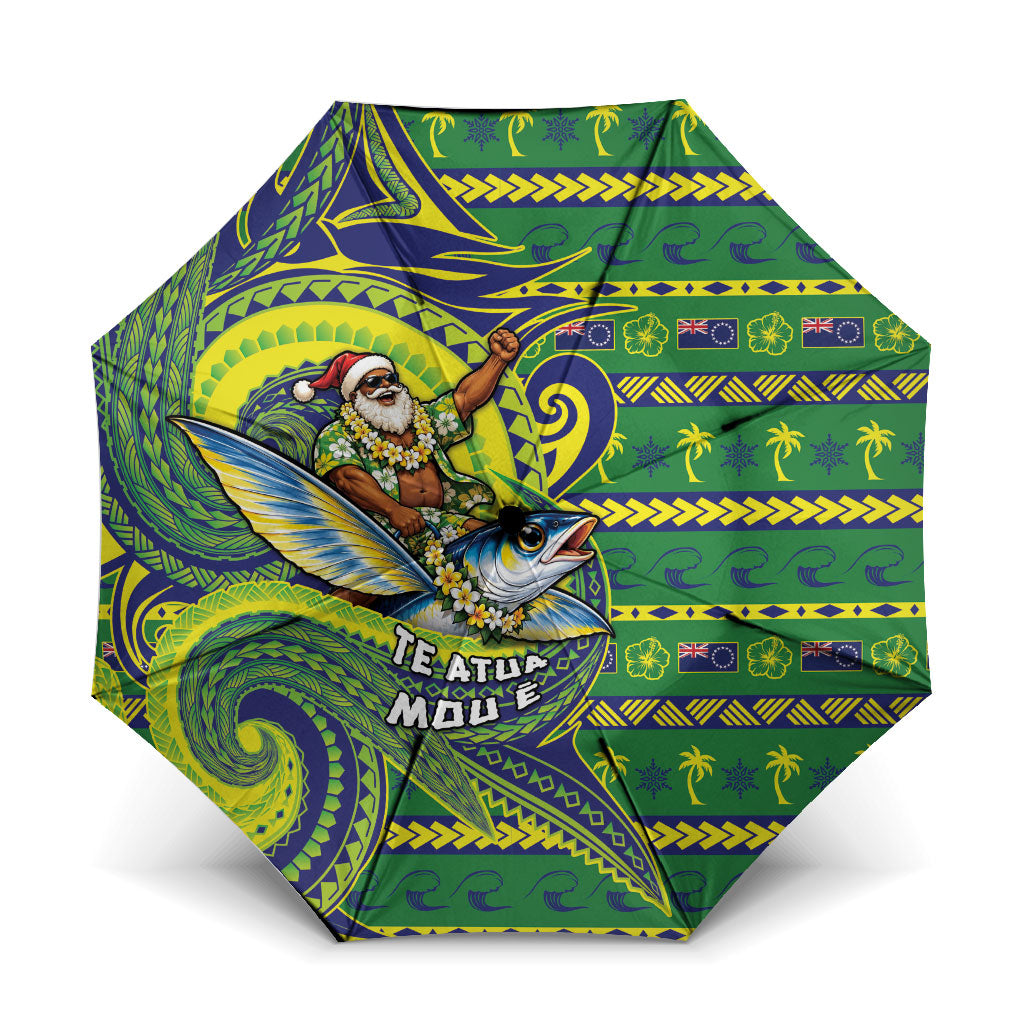 Cook Islands Christmas Umbrella Santa Riding Flying Fish