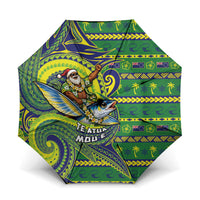 Cook Islands Christmas Umbrella Santa Riding Flying Fish DT05 One Size Folded 11.42 inch Opened Diameter 37.4 inch Green - Polynesian Pride
